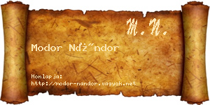 Modor Nándor névjegykártya