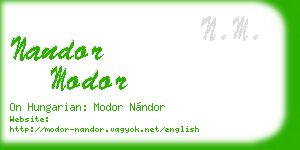 nandor modor business card